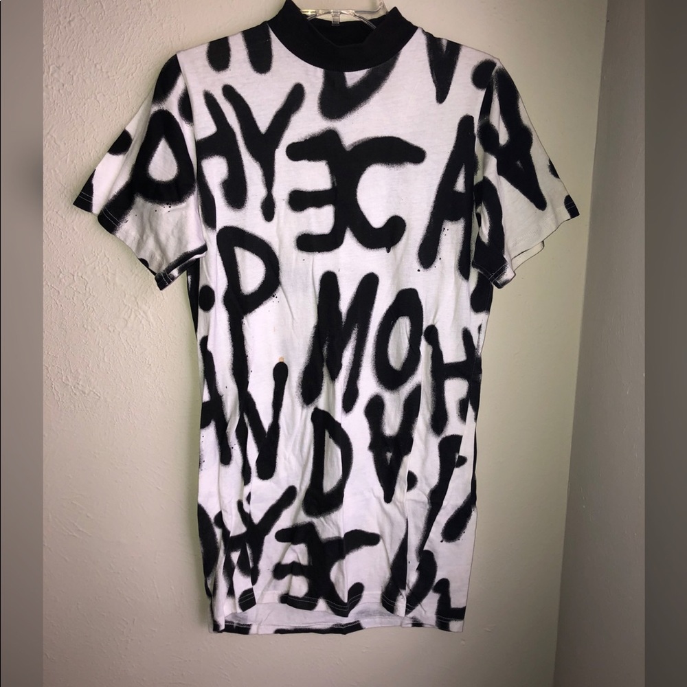 B&W Graffiti Shirt Dress